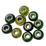 10pc Mixed Green European Bead Pack