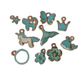 10pc Cute Blue  & White Gold Enamel Charms