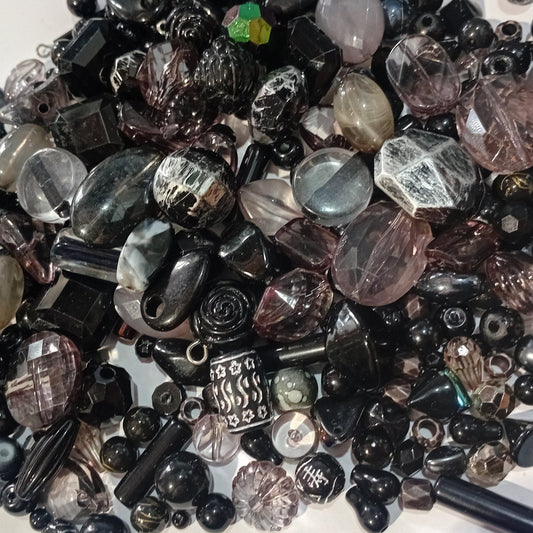 SALE! Large Bag Of Black & Silver Acrylic Beads