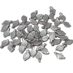 50pc 10mm Silver Metallic Acrylic Leaf Beads