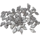 50pc 10mm Silver Metallic Acrylic Leaf Beads