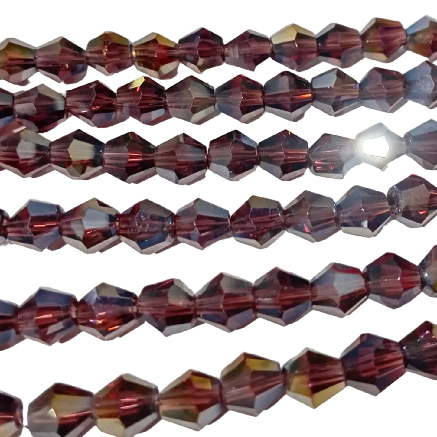 6mm Dark Purple AB Glass Bicones