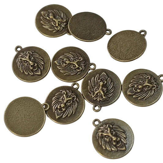 10pc Bronze Lion Charm Pendants