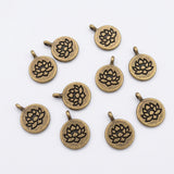 10pc Bronze Lotus Pendants