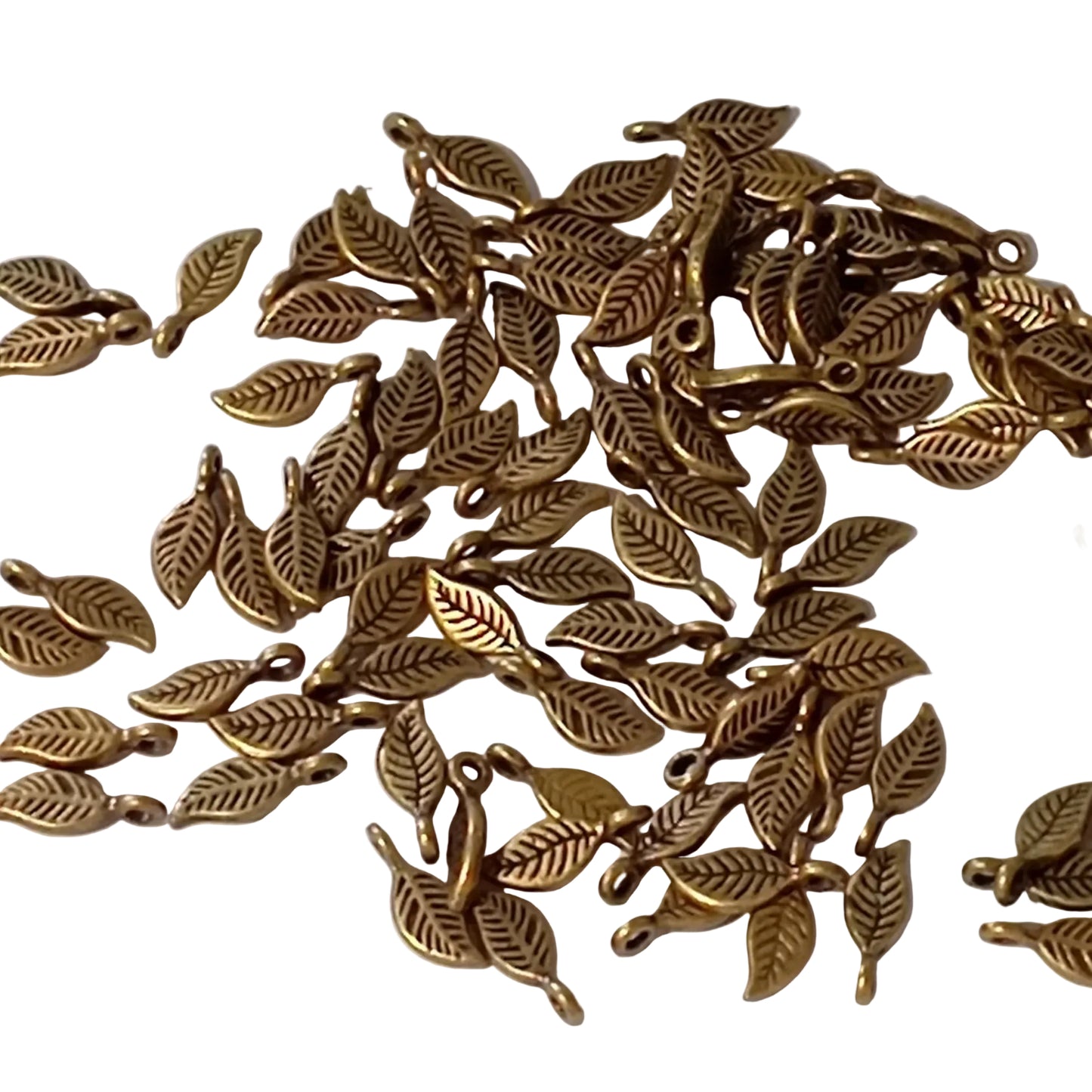 10pc Small Bronze Leaf Charms