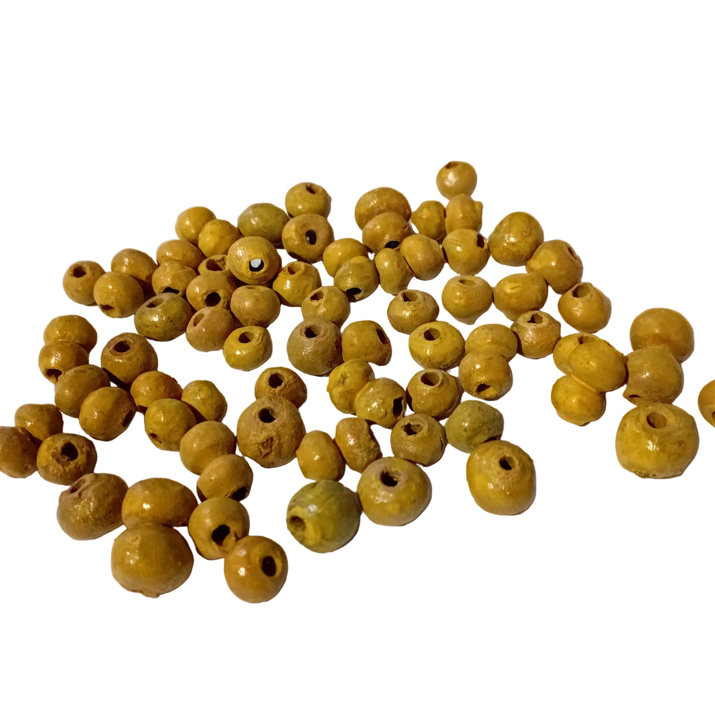 30pc 8mm Yellow Rustic Handmade Clay Beads