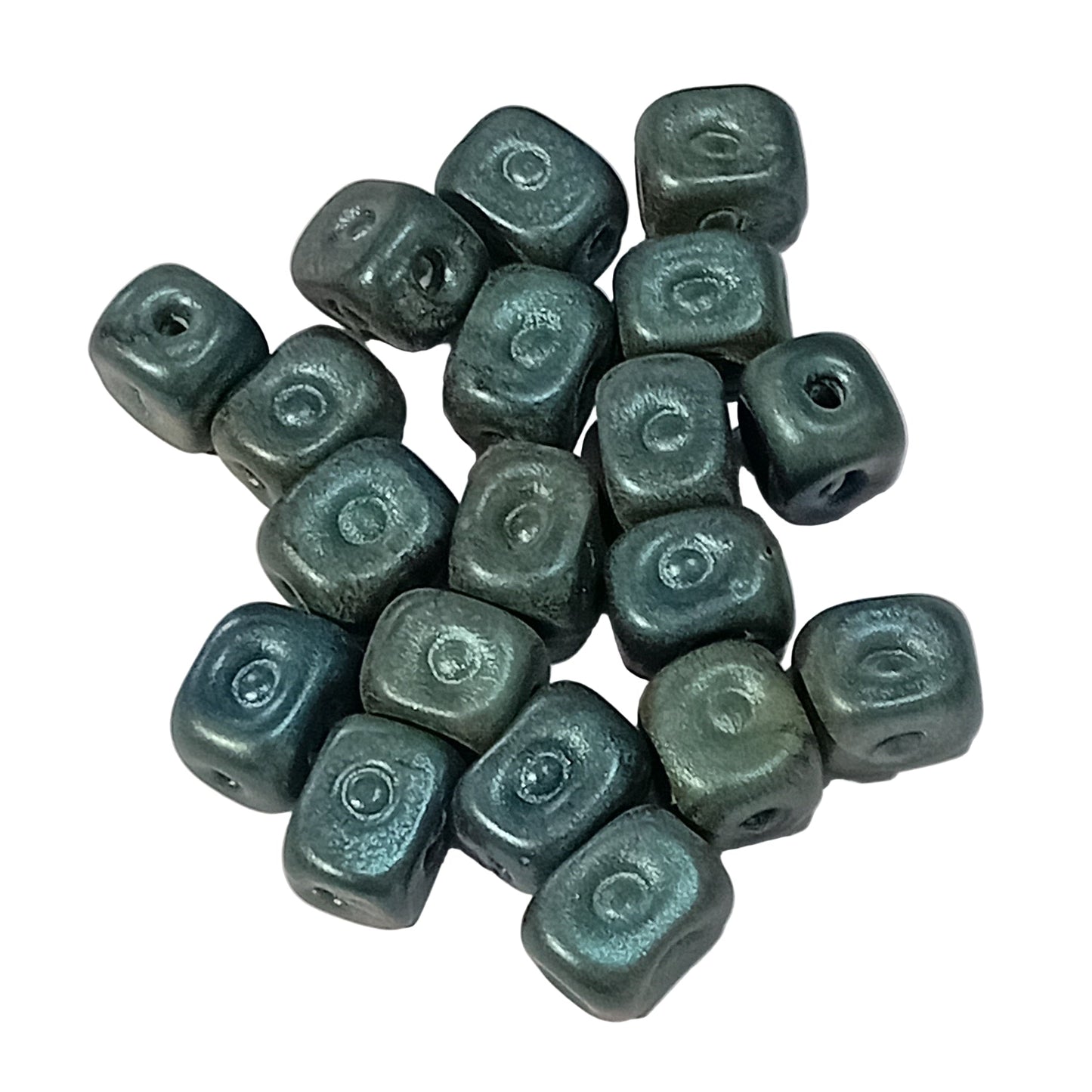 CLEARANCE! 20pc Square Metallic Blue Glass Beads
