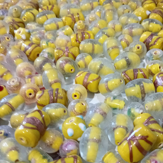 100g Mixed Yellow Lampwork Beads