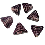 6pc 18mm Purple Triangle Lampwork Beads