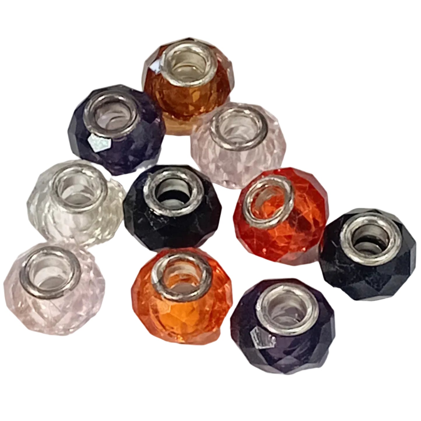 10pc Mixed Faceted Rondelle European Bead Pack