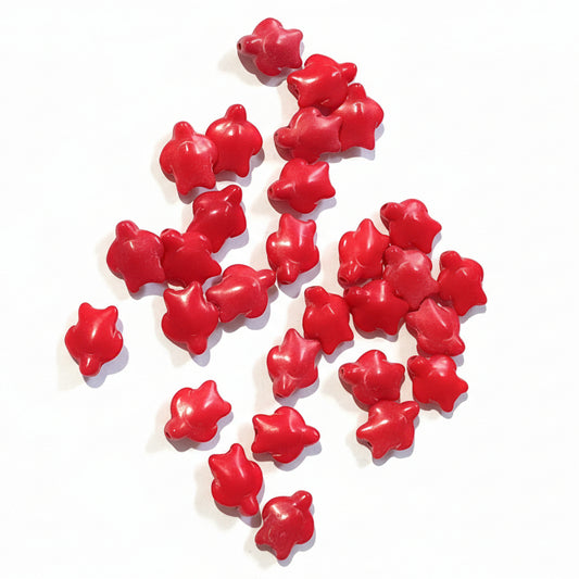 CLEARANCE! 28pc Red Howlite Turtle Beads