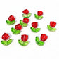 20pc Red Tulip Lampwork Glass Beads