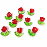 20pc Red Tulip Lampwork Glass Beads