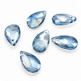 6pc Blue Teardrop AB Crystal Beads