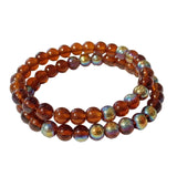 6mm Dark Brown Round AB Glass Beads