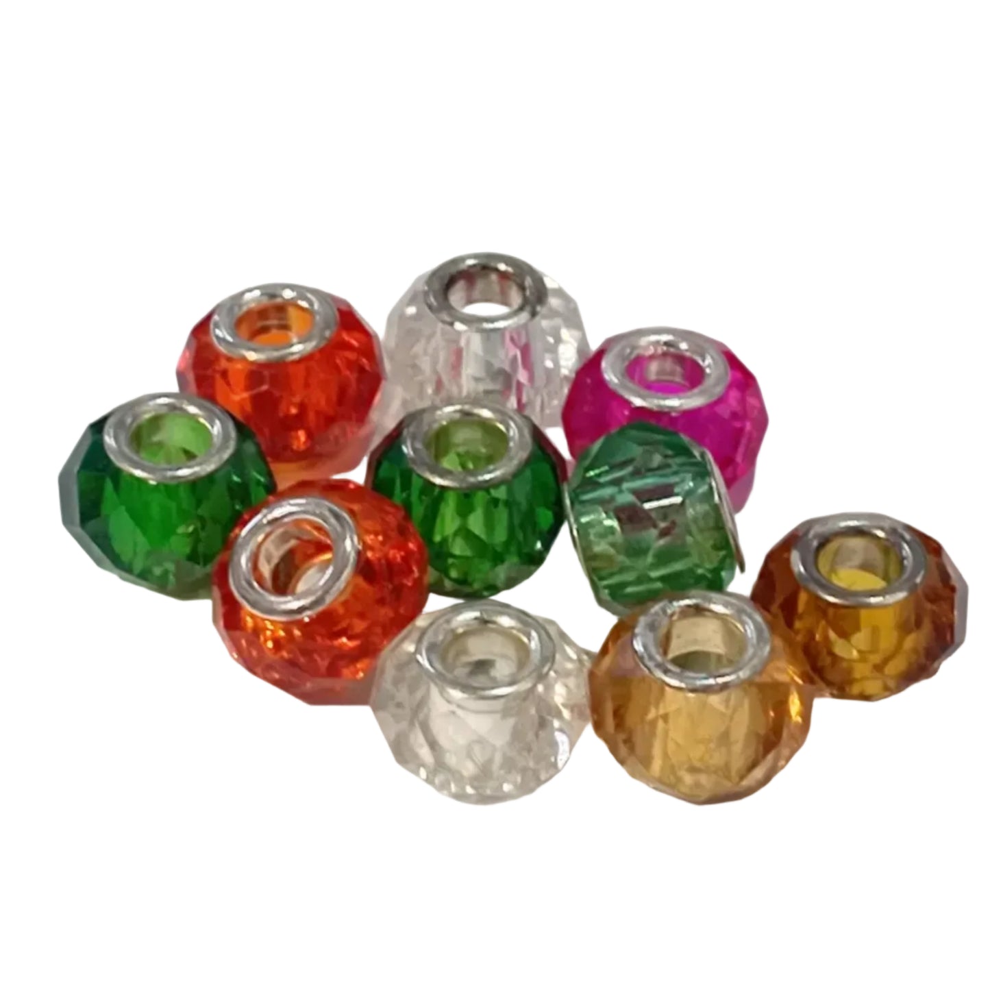 10pc Mixed Faceted Rondelle European Bead Pack