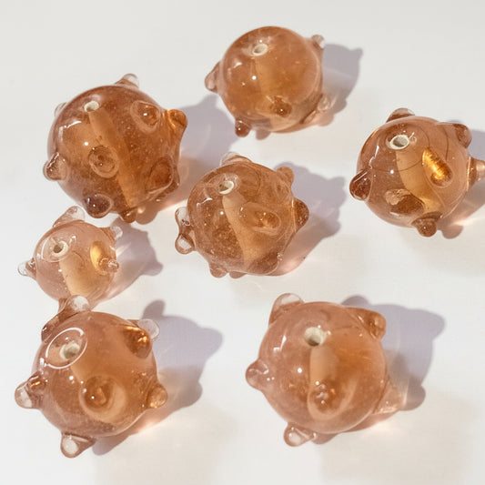 7pc Peachy Bumpy Lampwork Beads