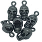 6pc Gunmetal Black Skull Charms