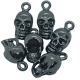 6pc Gunmetal Black Skull Charms