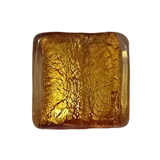 1pc 20mm Brown & Gold Sq. Lampwork Bead