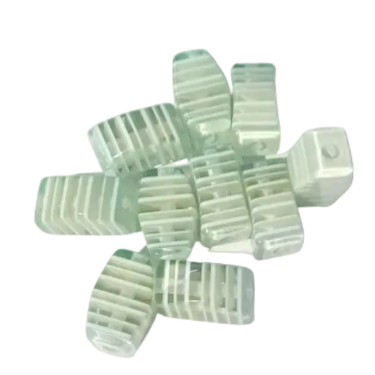 10pc 28mm Stripey Lt. Blue Resin Cube Beads