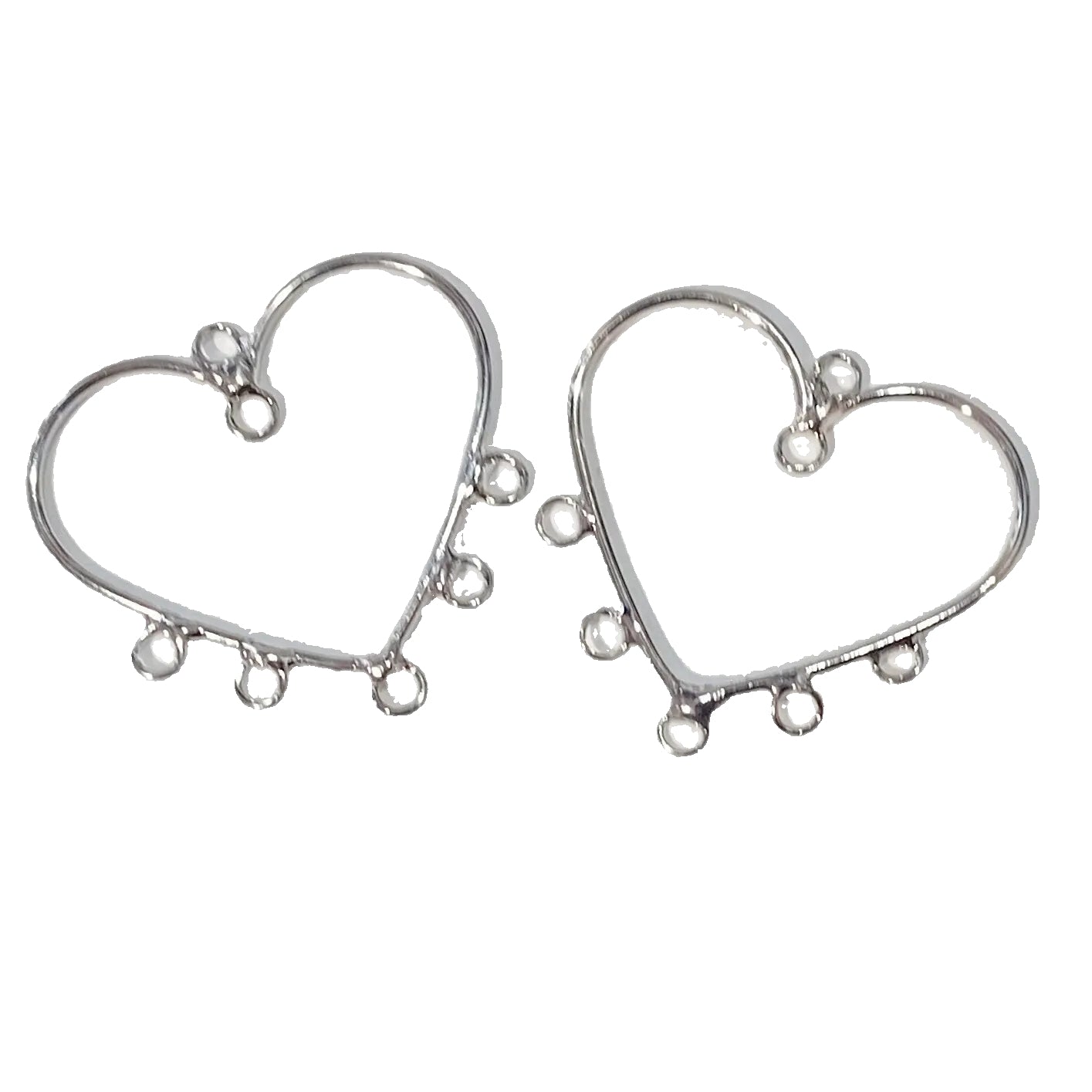 2pc Silver Heart Link Connectors