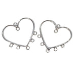 2pc Silver Heart Link Connectors
