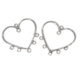 2pc Silver Heart Link Connectors