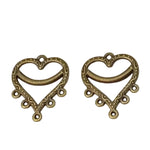 2pc Bronze Heart Multi-Loop Connectors