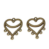 2pc Bronze Heart Multi-Loop Connectors