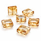 6pc Champagne Crystal Glass Sq. Beads