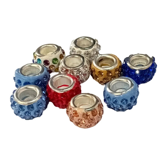 10pc Mix Of European Rhinestone Beads