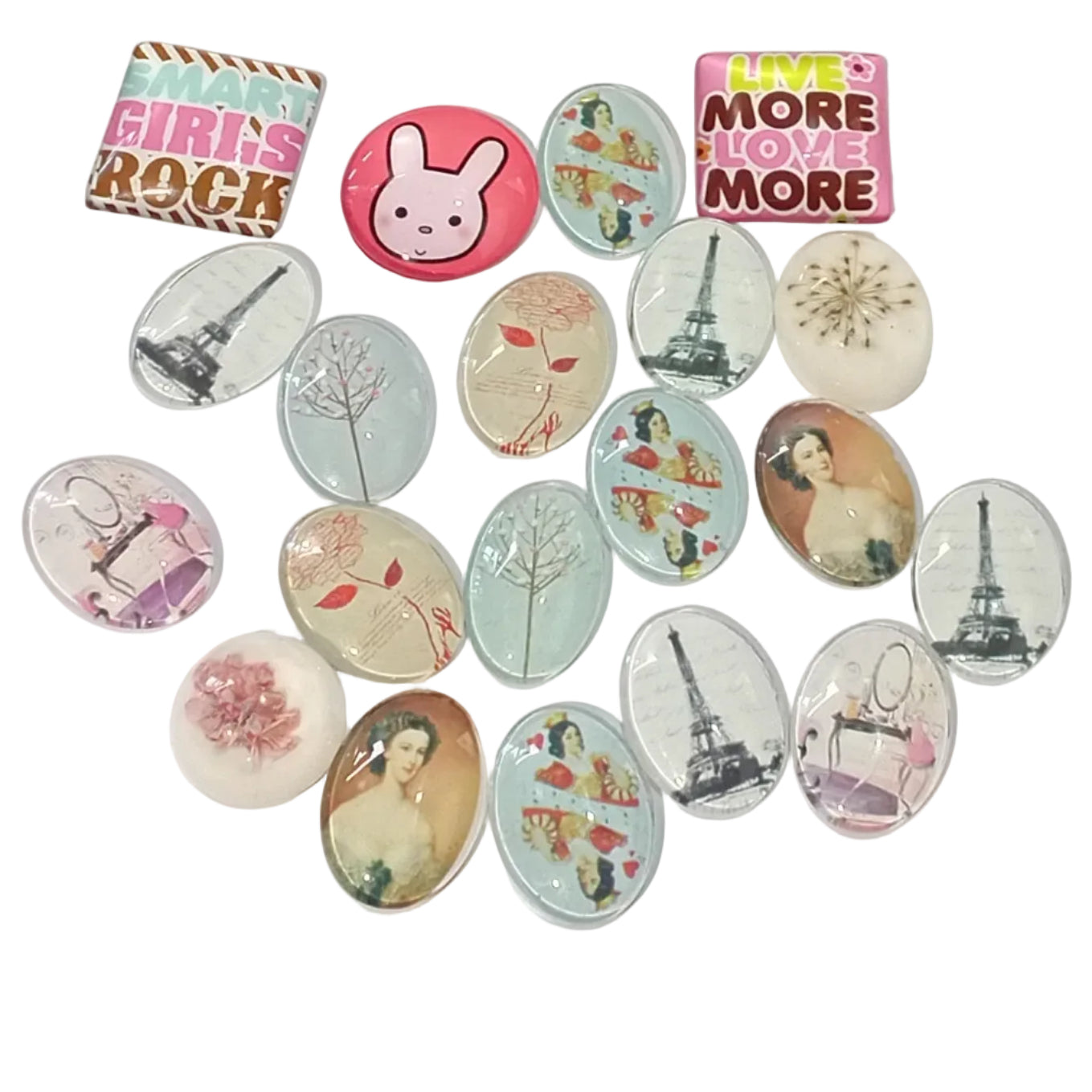 20pc Large Flat Back Glass Cabochon Pack