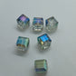 6pc Crystal Glass Cubed Beads