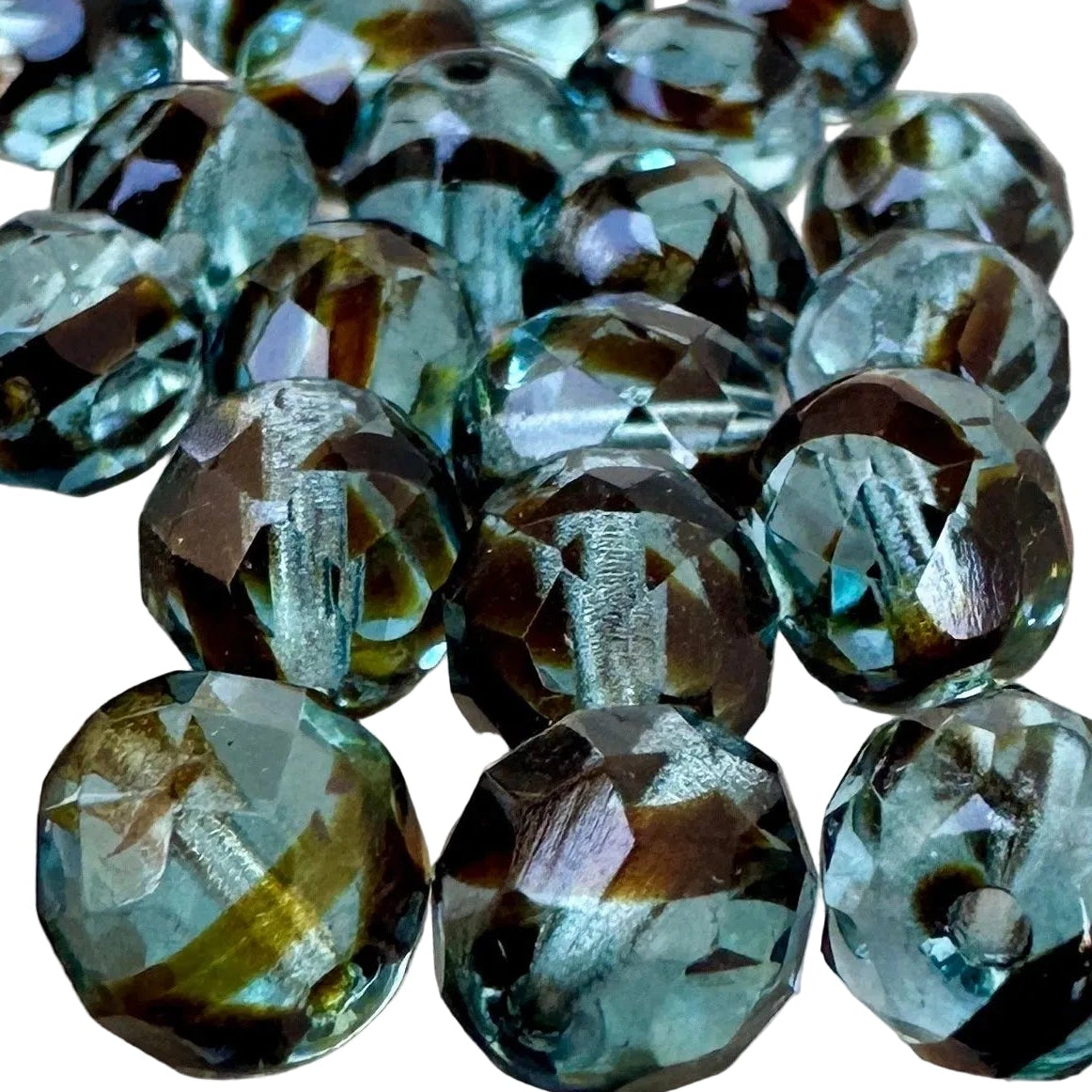8mm Czech Tortoise Shell Firepolish Beads