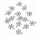 15pc Mini Stainless Steel Snowflake Charms