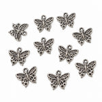 10pc Dark Silver Butterfly Charms
