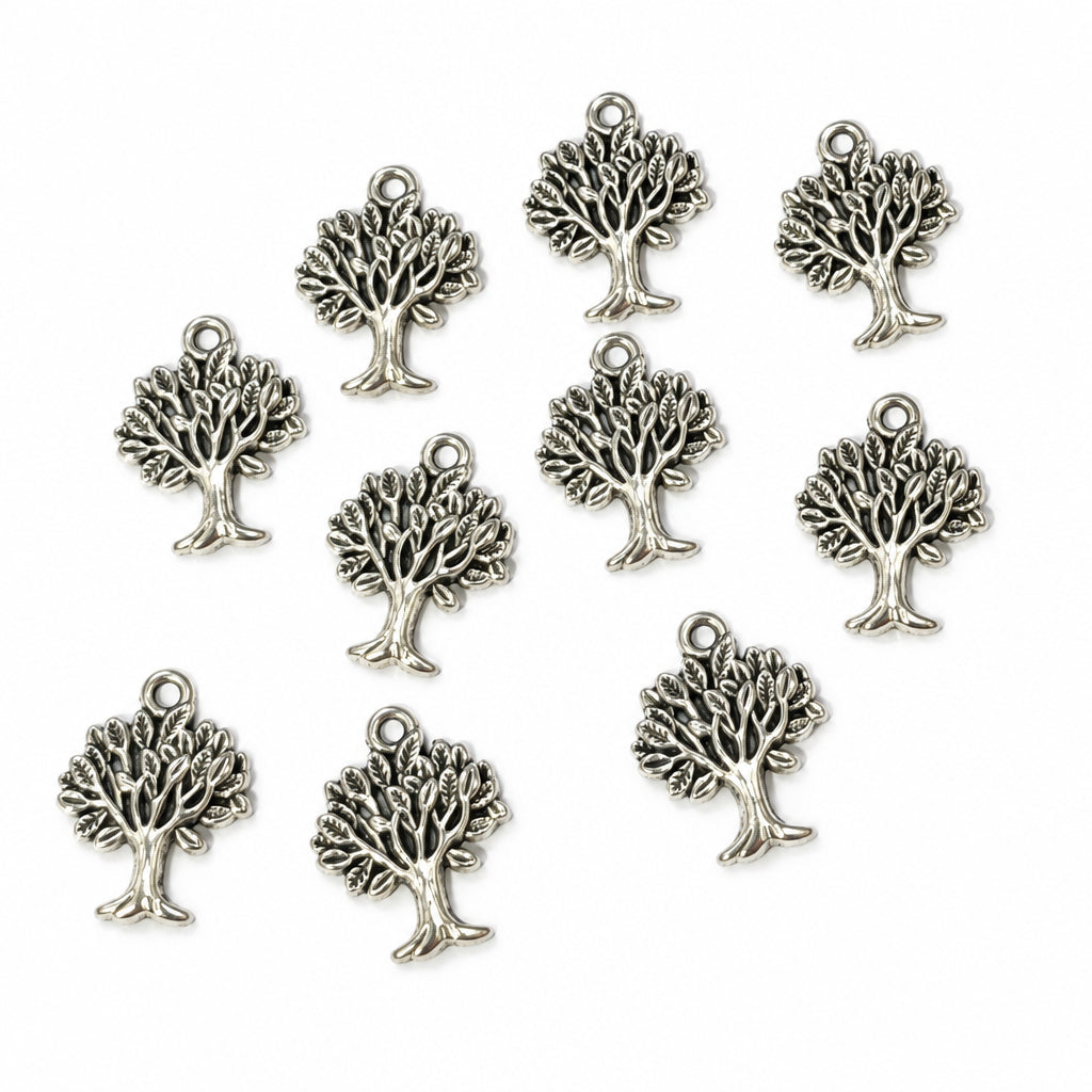 10pc Silver Tree Charms