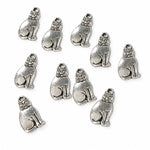 10pc Silver Sitting Cat Charms