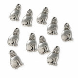 10pc Silver Sitting Cat Charms