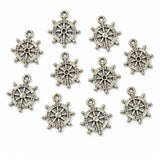 10pc Silver Ships Wheel Charms