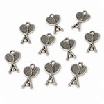 10pc Silver Racket & Ball Charms
