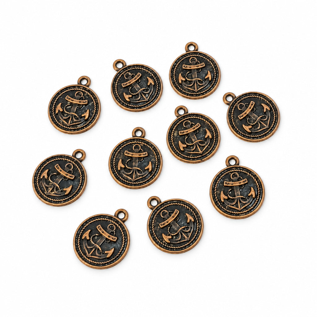 10pc Copper Anchor Coin Charms