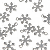 14pc Mini Stainless Steel Snowflake Charms