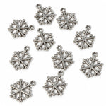 10pc Dark Silver Snowflake Charms