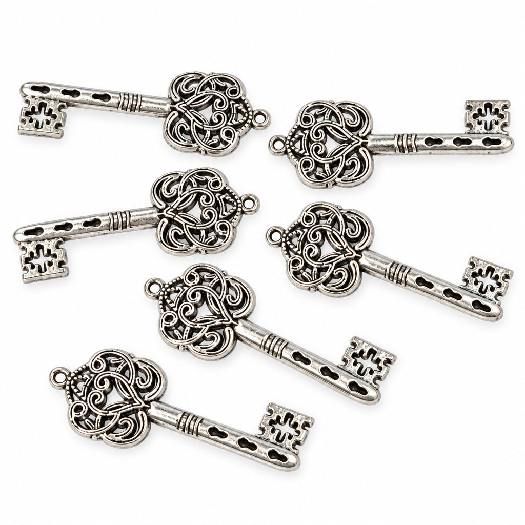 6pc Vintage Style Silver Keys