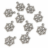 10pc Dark Silver Snowflake Charms