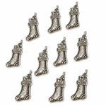 10pc Silver Stocking Filled W/ Presents Charms