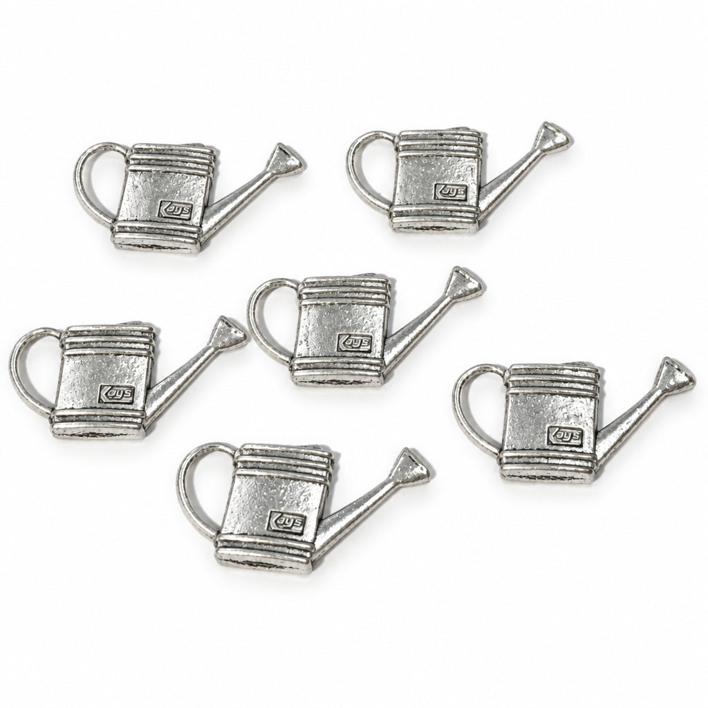6pc Silver Watering Can Charms
