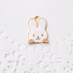4pc White Bunny Enamel Charms